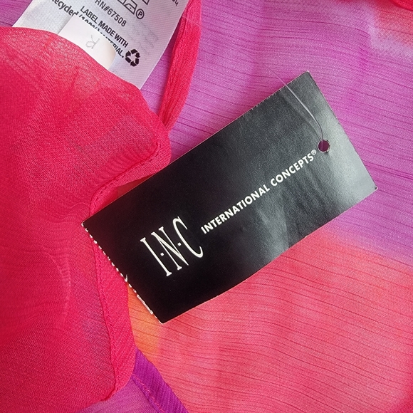 NWT INC International Concepts Pink Blue Cover Up Sheer Bright OS - Picture 7 of 7